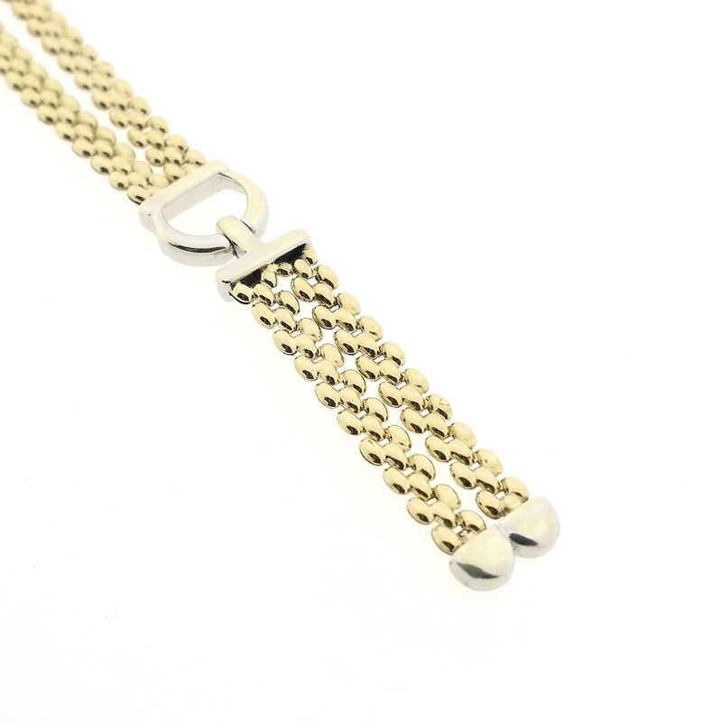 Image 9 of Bicolor gold Bismarck link necklace with fixed pendant