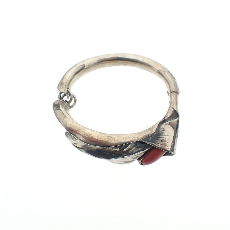 Image 5 of Silver floral fantasy bracelet with blood coral | Ø 54 mm