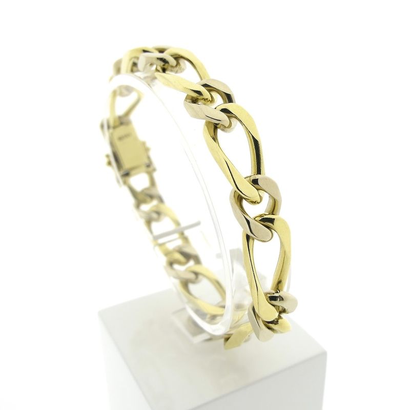 Image 1 of Two-tone gold gourmet link bracelet | 18.5 cm