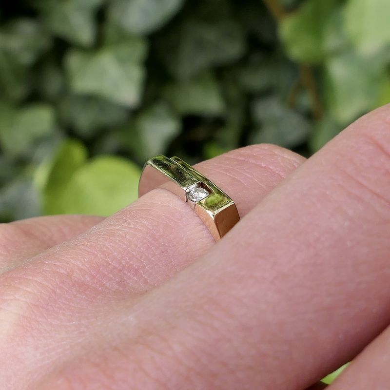 Image 7 of Two-tone gold ring with diamond; 0.03 ct.