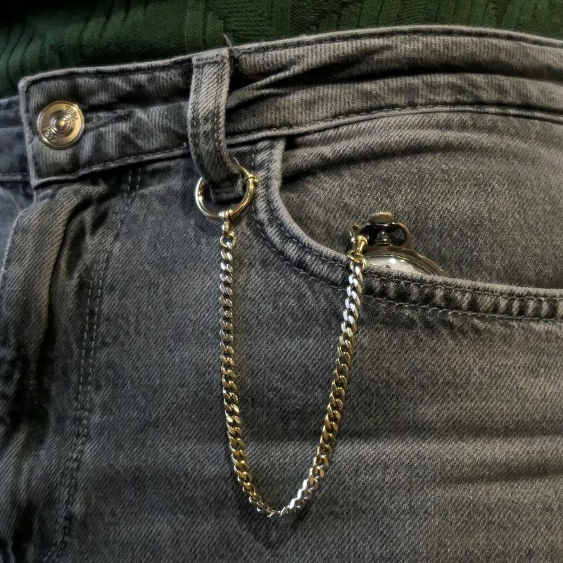 Image 6 of Two-tone gold watch chain; Chatelaine (for a pocket watch)