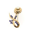 Image 5 of Vintage gold brooch with pearl and sapphires