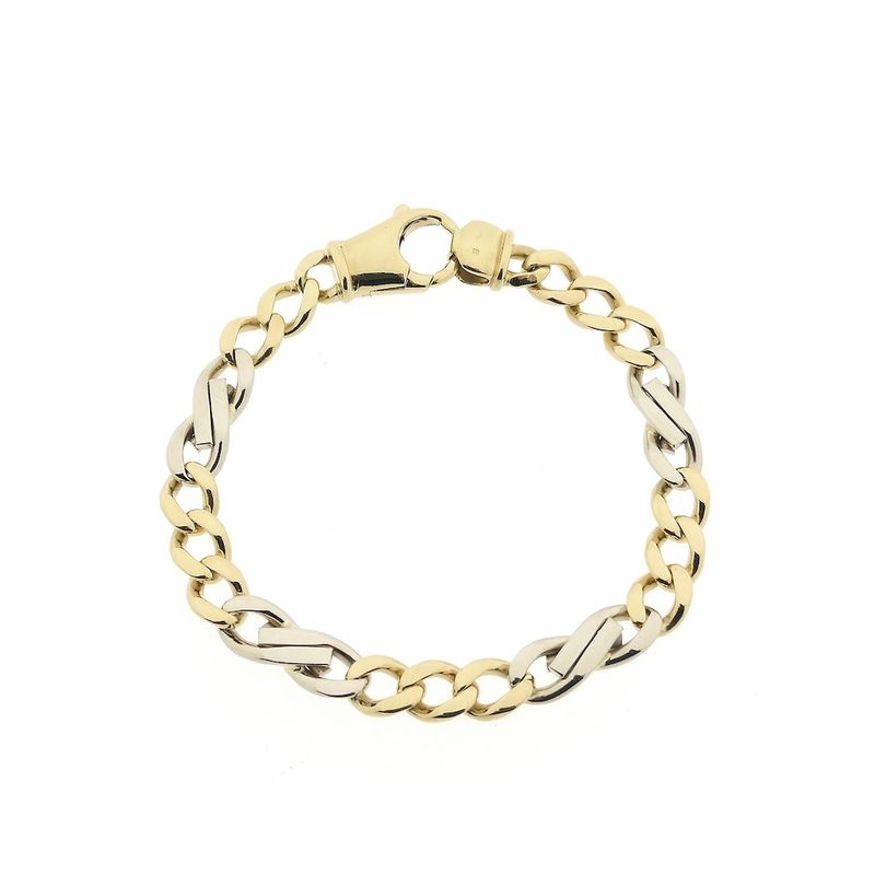 Image 4 of Two-tone gold gourmet link bracelet with diamonds