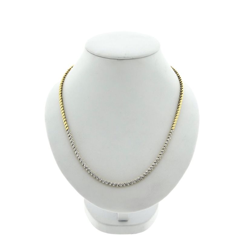 Image 1 of 18K Two-tone gold tennis necklace with 0.49 ct. diamond | 43 cm