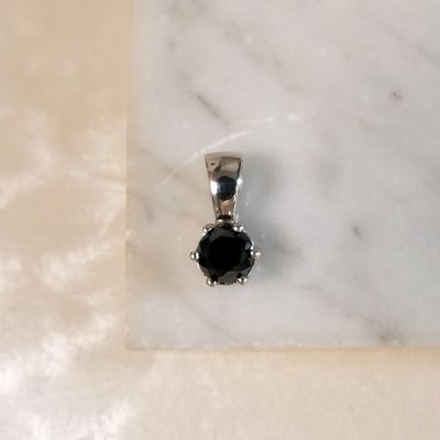 Image 2 of White gold solitaire pendant with black diamond; 1.00 ct.