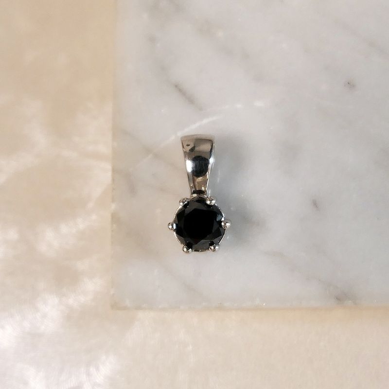 Image 2 of White gold solitaire pendant with black diamond; 1.00 ct.