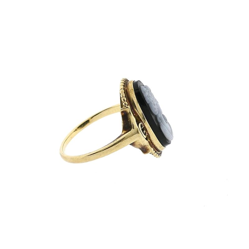 Image 5 of Yellow Gold Ring with Sardonyx Cameo; 14K; Size 15.5
