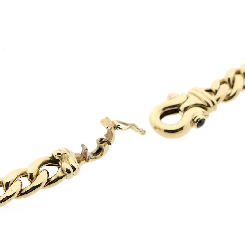 Image 13 of Gold gourmet link necklace with sapphire