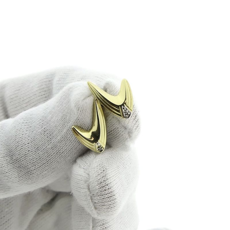 Image 7 of Gold stud earrings with diamond; 0.01 ct.