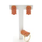 Image 5 of Vintage gold earrings from Kuan Yin in red coral