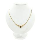 Image 1 of Gold necklace with fixed pendant, sapphire and diamond; 0.02 ct.
