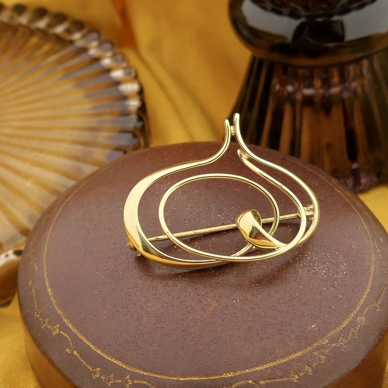 Image 6 of Golden abstract brooch