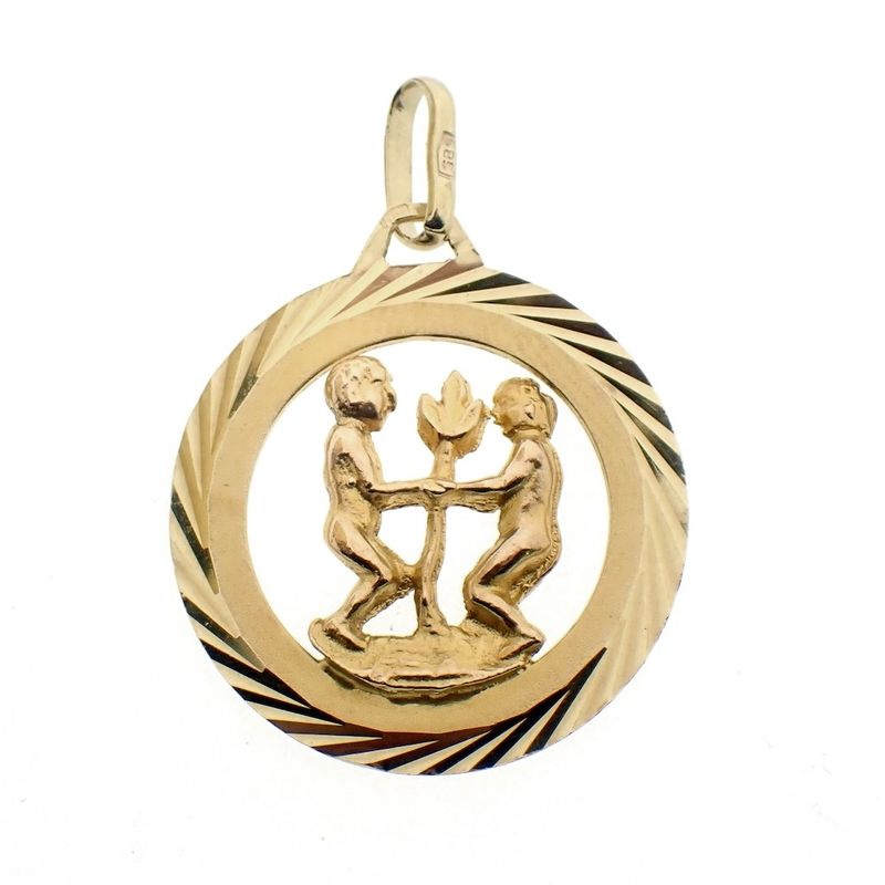 Image 1 of Gold pendant of the zodiac sign Gemini