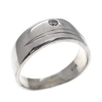 Silver wide ring with zirconia
