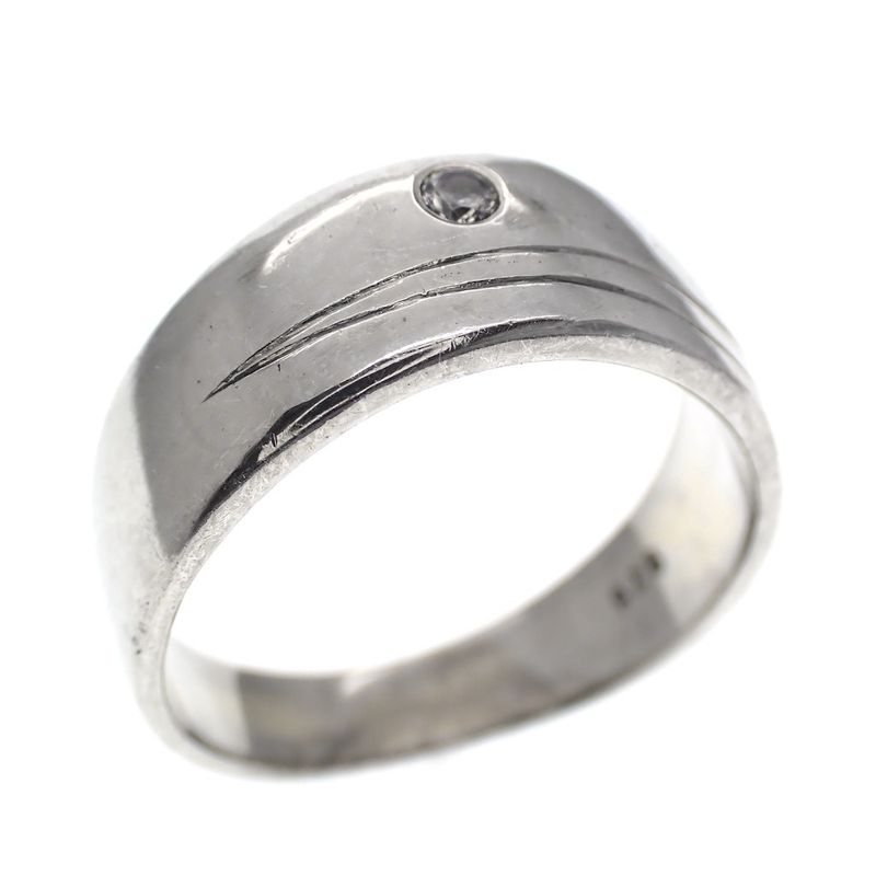 Image 1 of Silver wide ring with zirconia