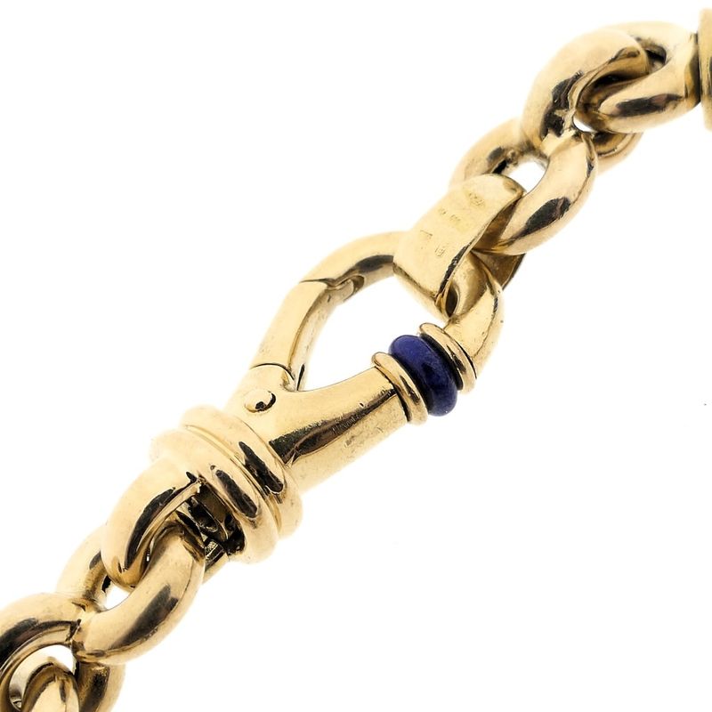 Image 4 of Vintage gold jasseron link bracelet with lapis lazuli