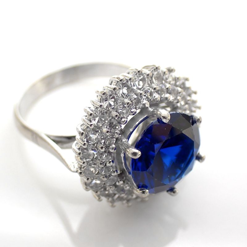 Image 4 of White gold cocktail ring with zirconia and synthetic sapphire