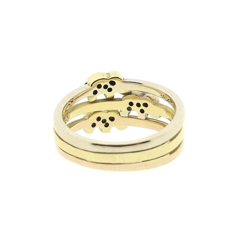 Image 4 of Tricolor gold ring with diamonds; 0.15 ct.