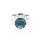 Image 3 of Silver wide ladies ring with blue zirconia