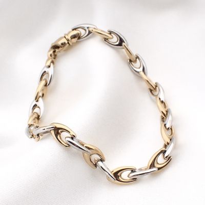 Two-tone gold fantasy link bracelet | 19 cm Image 2 of Two-tone gold fantasy link bracelet | 19 cm