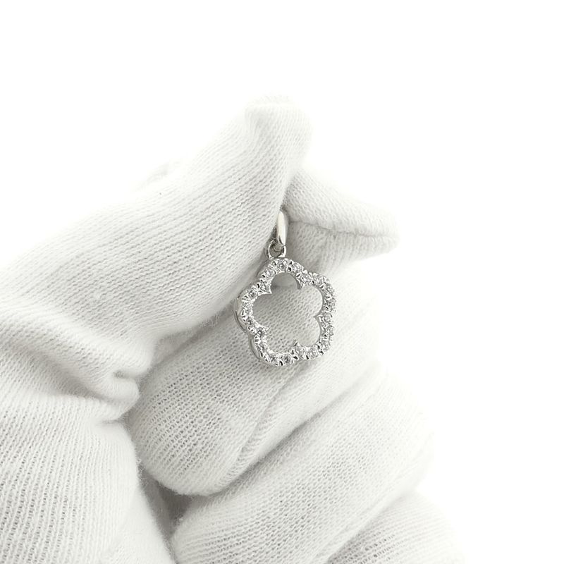 Image 6 of White gold pendant with zirconia; flower