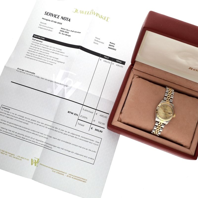 Image 18 of Rolex Lady-Datejust 26mm 69173; Vintage 18k gold/steel women's watch