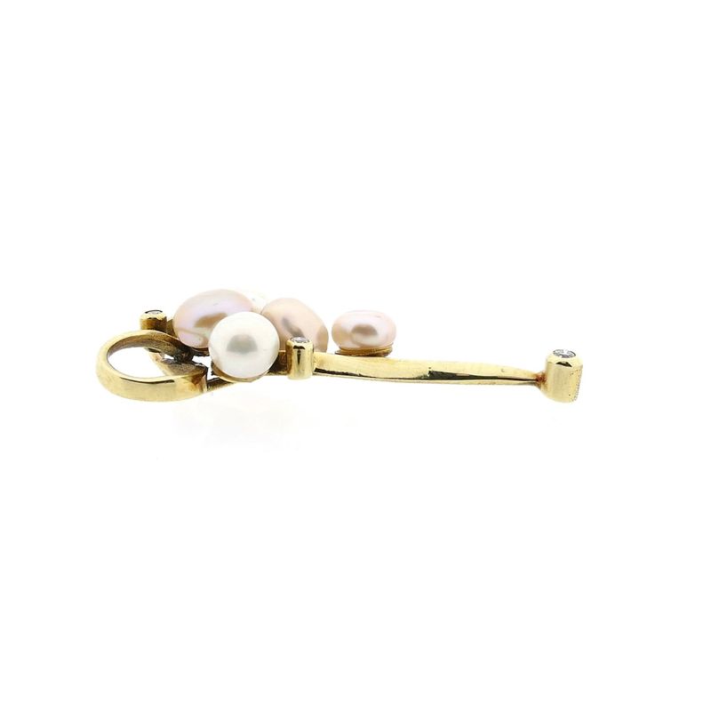 Image 7 of Gold Pendant with Baroque Pearl & Diamond; 14kt; 0.08 ct