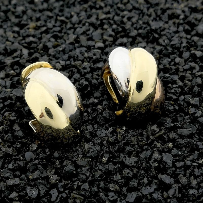 Image 2 of Tricolor gold braided stud earrings