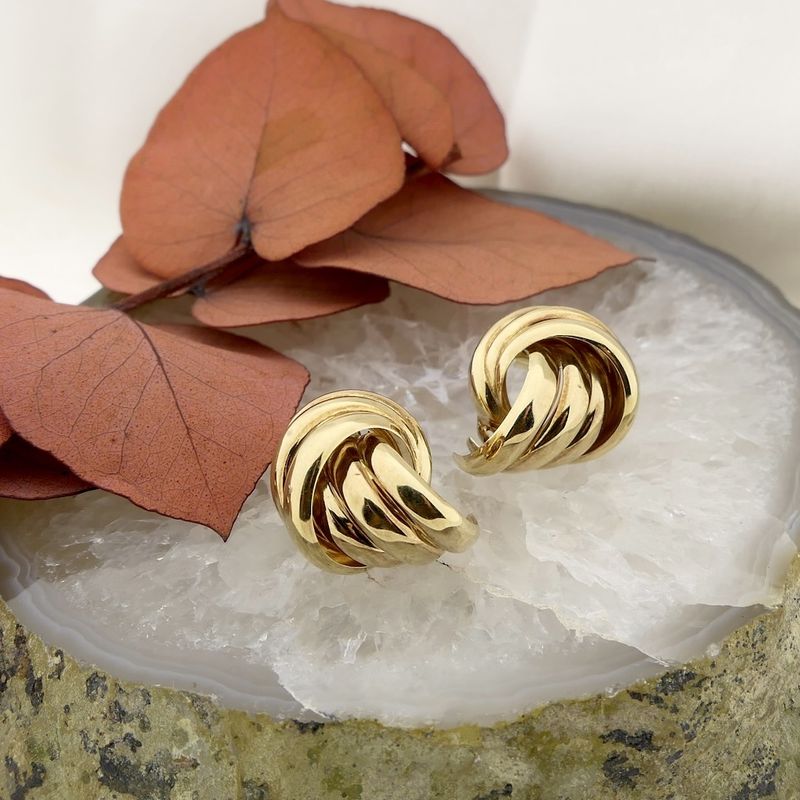 Image 6 of Gold semicircular stud earrings