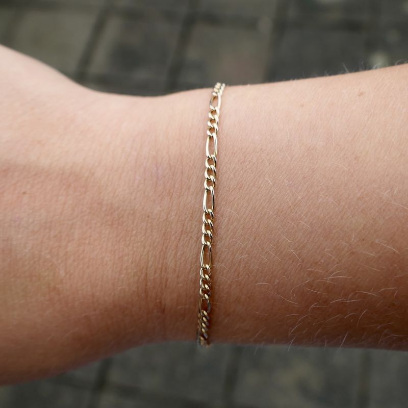 Image 7 of Gold subtle Figaro link bracelet | 20 cm