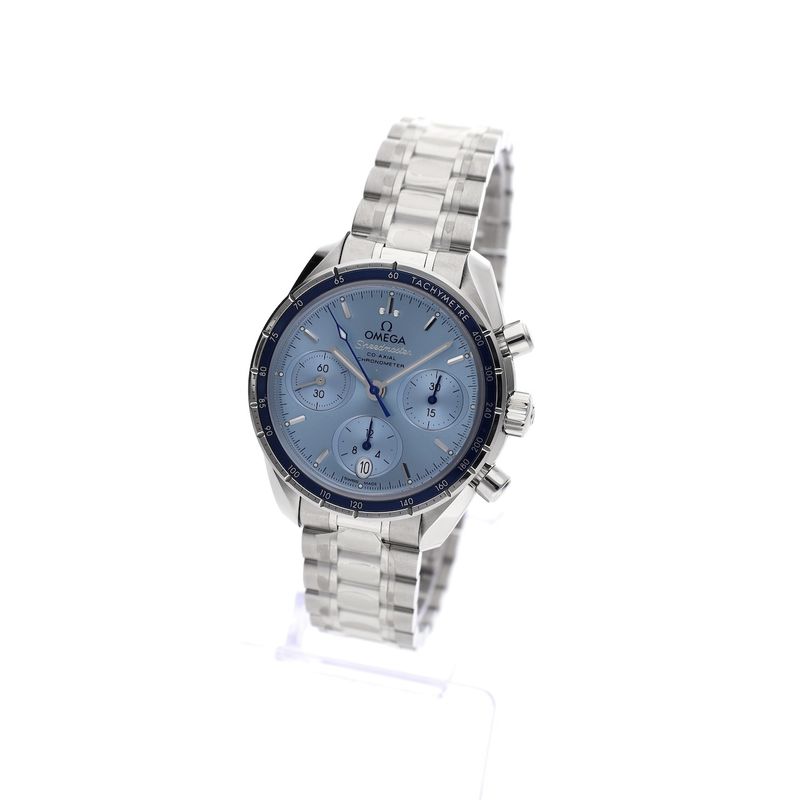 Image 2 of Omega Speedmaster 38 'Blue' 324.30.38.50.03.001; Chronograph watch (Full set 03-2025)