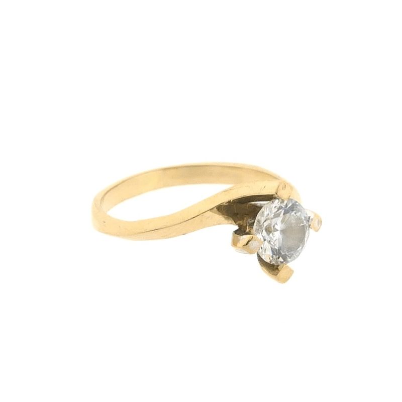 Image 7 of Gold solitaire ring with zirconia