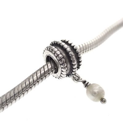 Image 2 of Pandora charm; Silver; Hanging Pearl