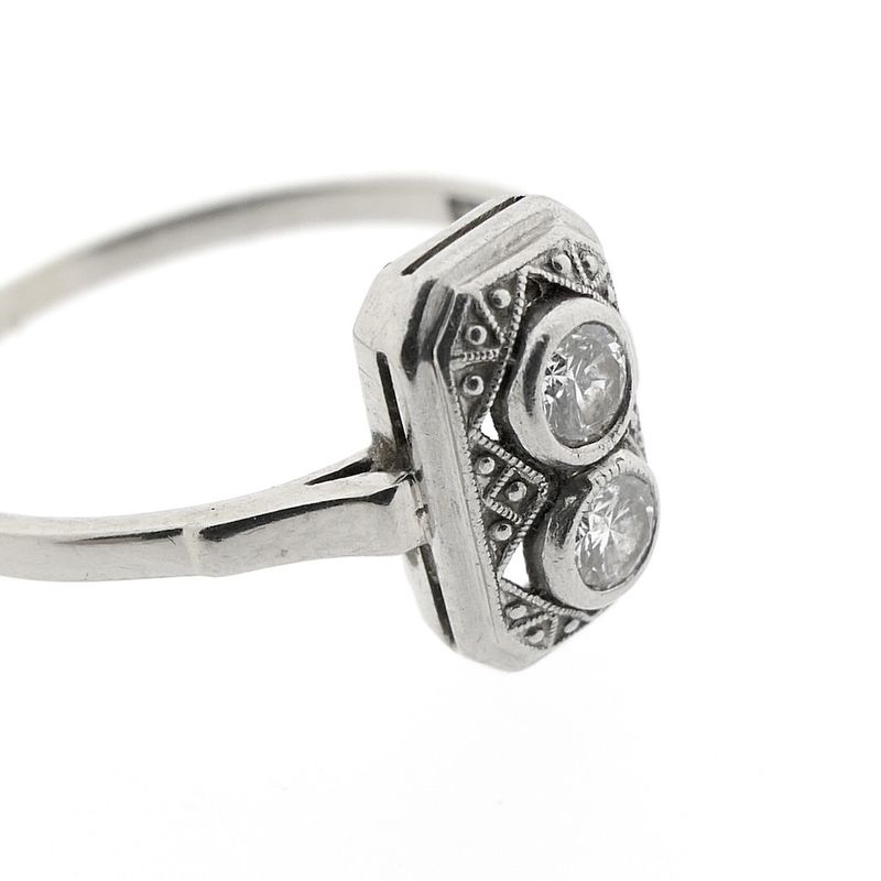 Image 5 of 18-karat white gold art deco ring with diamonds | 0.22 ct.