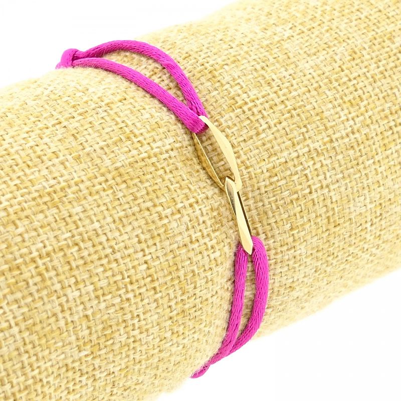 Image 6 of Forever Knots® Handmade Magenta Satin Bracelet with Gold Link