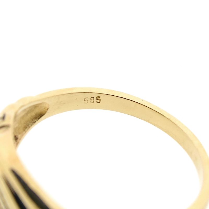 Image 8 of Gold Ring with Emerald & Zirconia; 14 Karat; Size 19