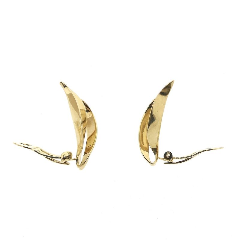 Image 5 of Vintage gold clip-on earrings; Leaves