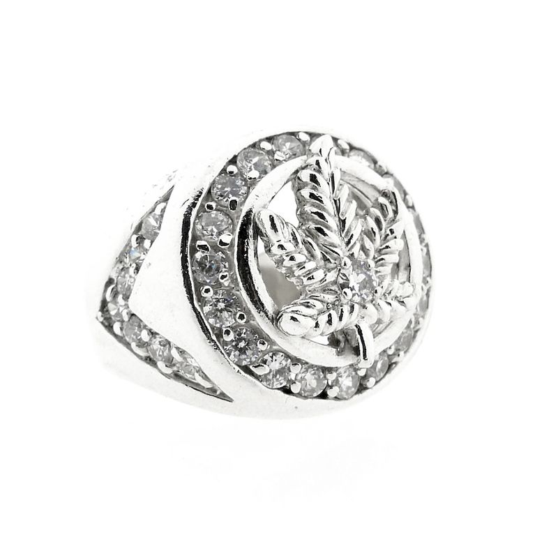 Image 7 of Silver men's ring with zirconia | Cannabis leaf