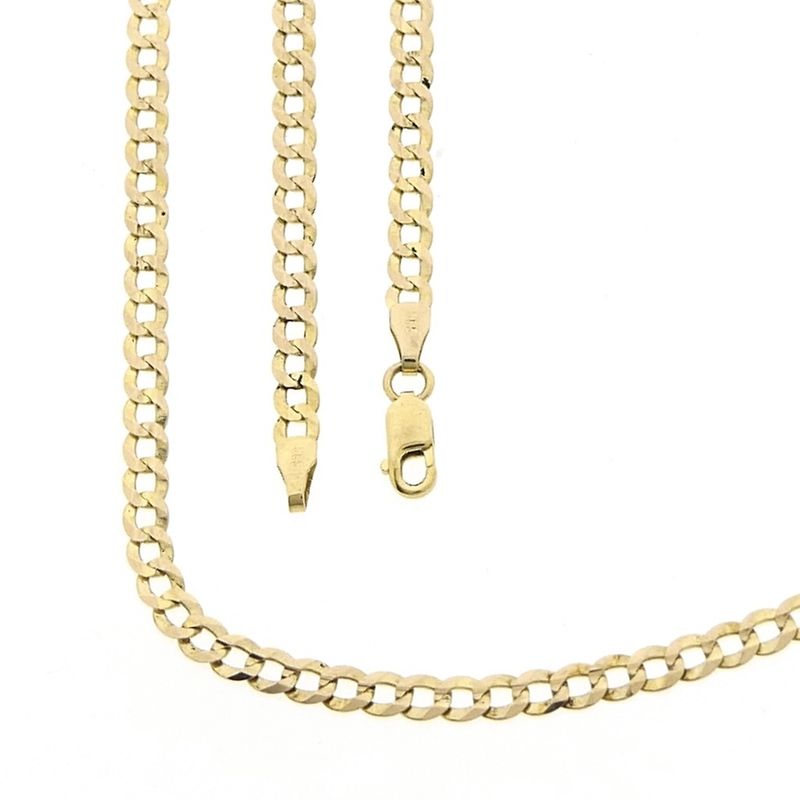 Image 1 of Gold flat gourmet link chain | 50 cm