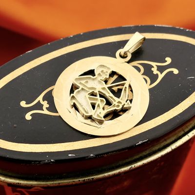 Image 2 of Gold Zodiac Pendant; Sagittarius