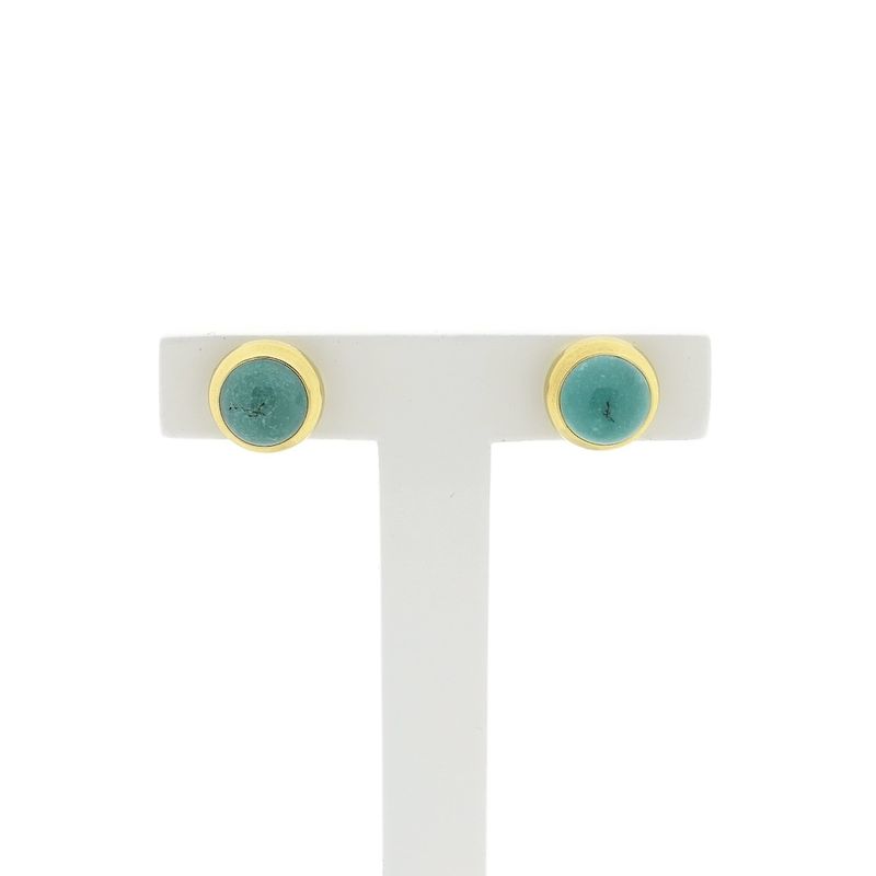 Image 1 of Gold stud earrings with turquoise