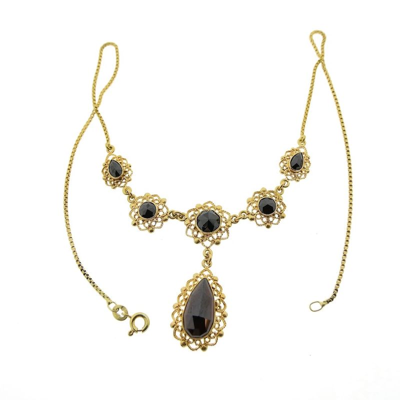 Image 8 of Antique gold necklace with garnet stones