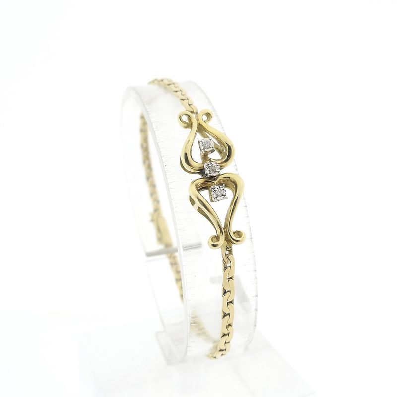 Image 1 of Gold fantasy link bracelet with diamond; 0.03 ct. | 17.5 cm