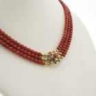 Image 3 of Blood coral bead necklace with gold clasp; Antique | 39 cm