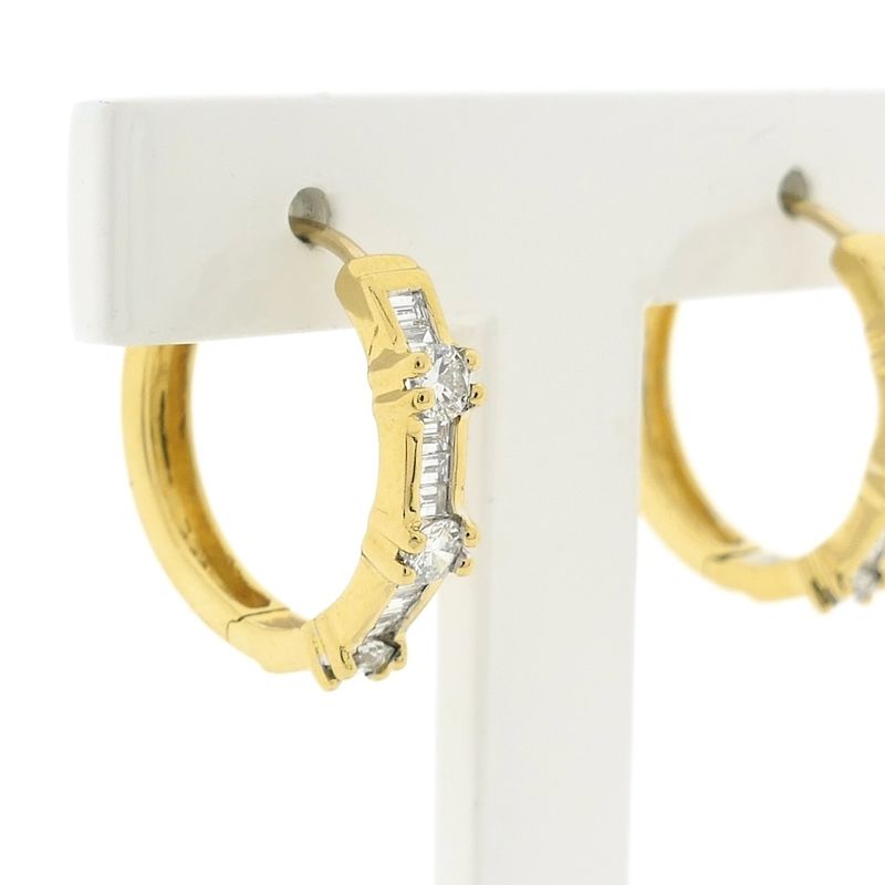Image 6 of 18K Gold Hoop Earrings with Diamond | 1.10 ct.