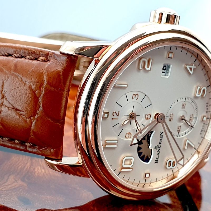 Image 8 of Blancpain Leman Dual Time; 18k rose gold men's watch