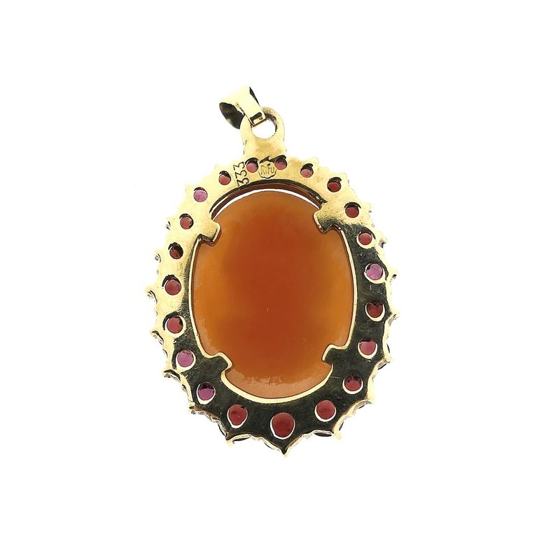 Image 6 of 8K Pendant with cameo and garnet | Antique