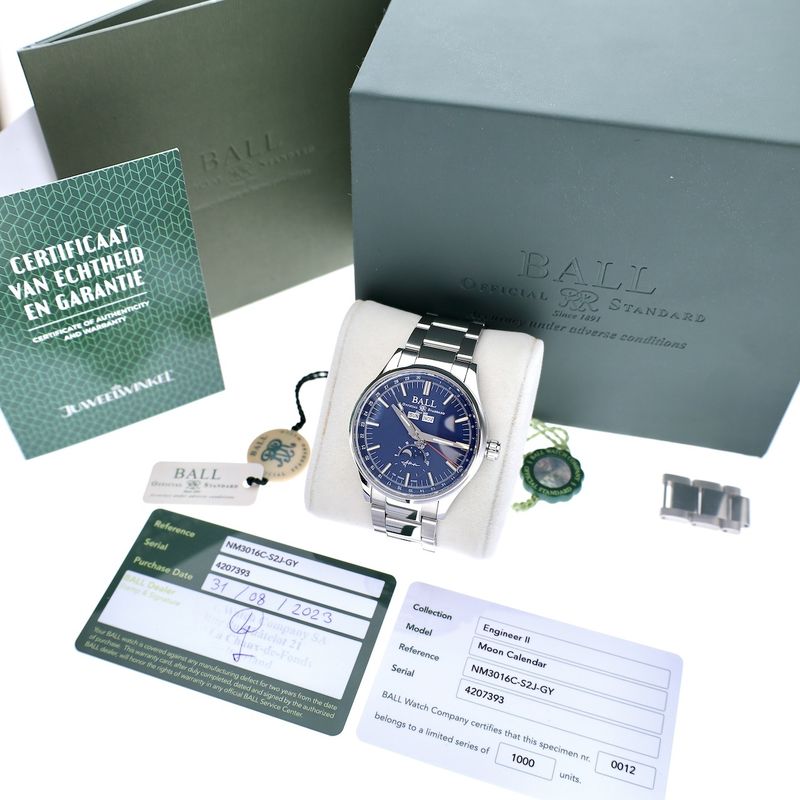 Image 22 of Ball Engineer II Moon Calendar NM3016C-S2J-GY; Automatic men's watch with moon phase