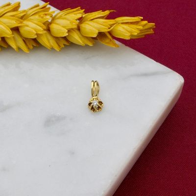 Image 2 of Gold minimalist pendant with diamond; 0.015 ct.