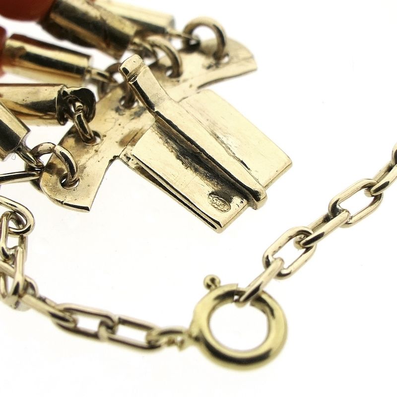 Image 17 of Antique blood coral bead necklace with gold clasp